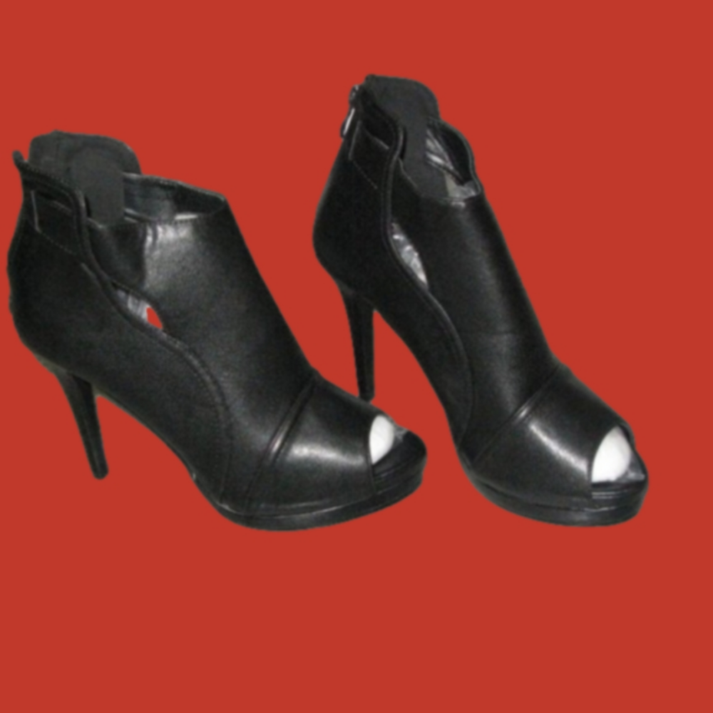 New Joli Jolimall Black Open Toe High Heel Ankle Boots